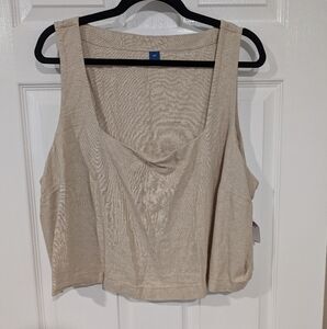 NWT Old Navy Beige Sleeveless Linen-Blend Crop Top in Size 2X